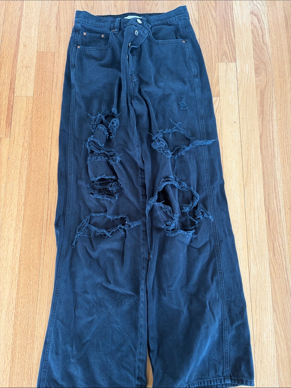 PacSun Black Ripped Wide-Leg Jeans